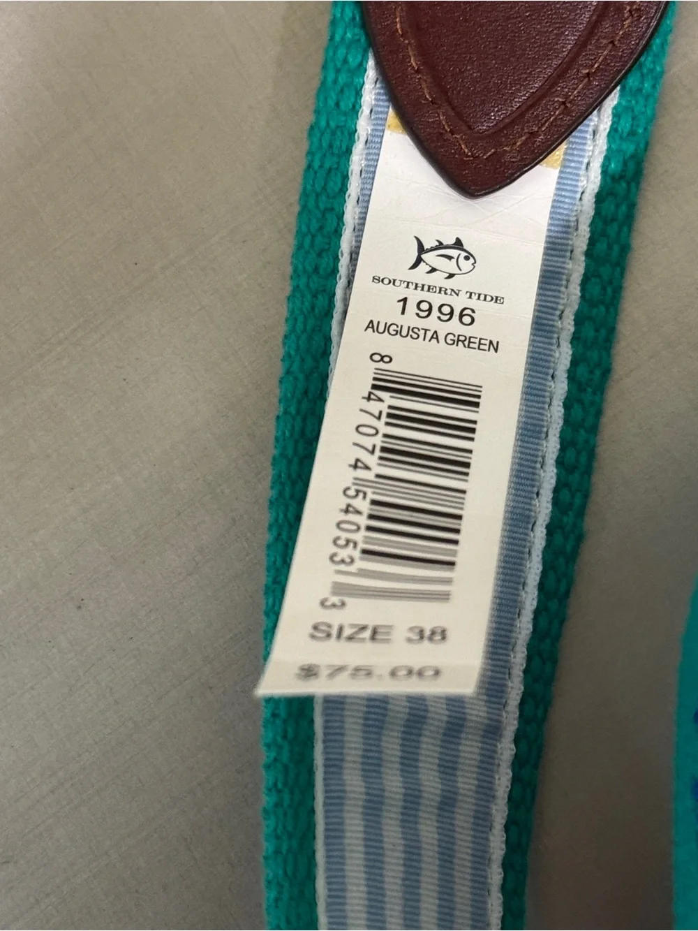 Southern Tide NWT Teal Blue Skipjack 38 Embroidered Web Belt